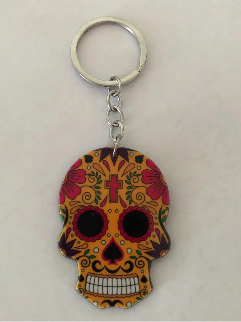 Día de Muertos Mexican colorful skull Calavera keychain SKU540